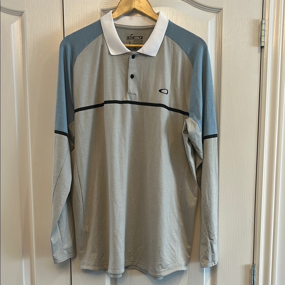 NWOT Oakley Men's Blue Long Sleeve Golf Polo Shirt